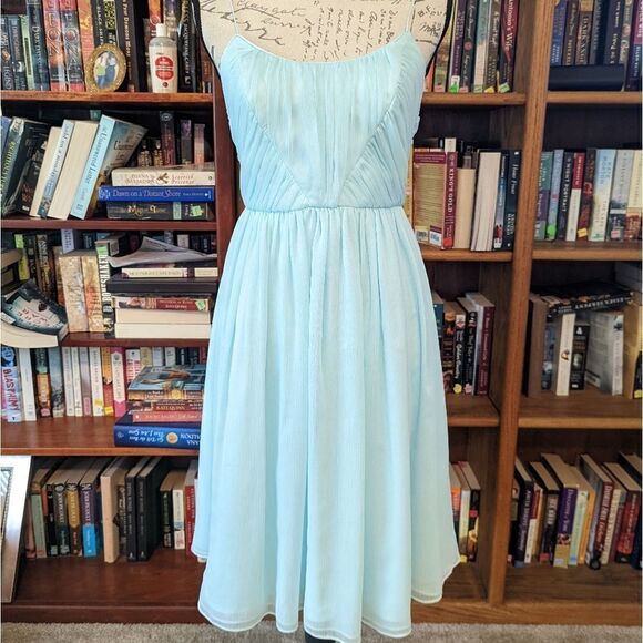 Hitherto chiffon spaghetti strap A line dress in mint sz 2 nwt - Picture 1 of 8